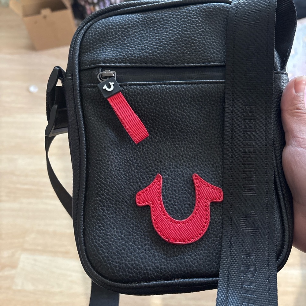 True Religion Black and Red Crossbody Bag